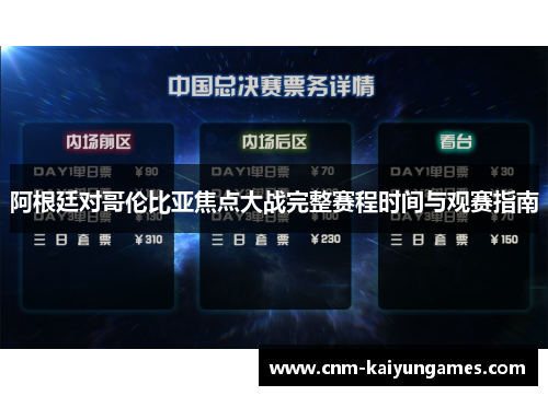 阿根廷对哥伦比亚焦点大战完整赛程时间与观赛指南